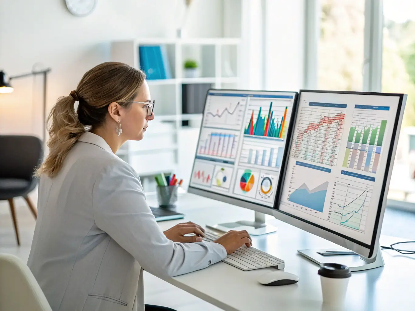 A data analyst creating interactive dashboards in Tableau, demonstrating the power of data visualization for effective communication.